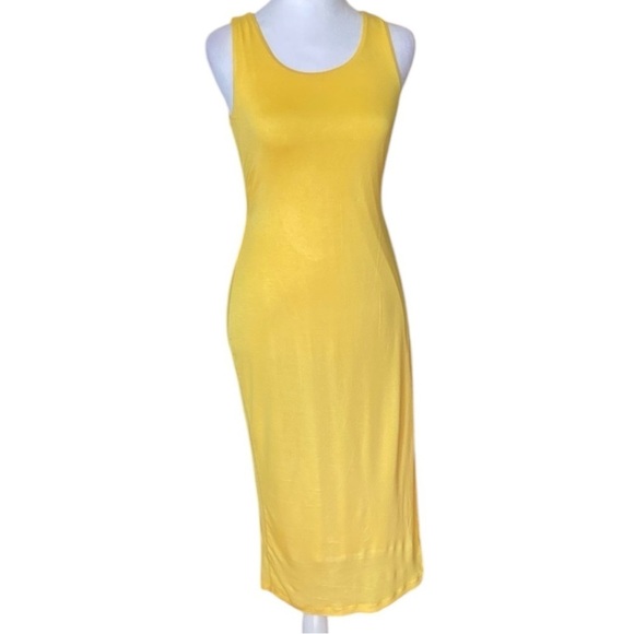 VENUS Yellow Sheath Casual Sleeveless Stretch Scoop Neck Mini Dress size S - Picture 1 of 9
